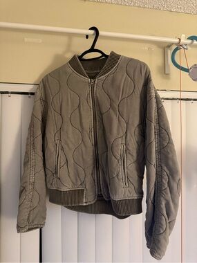 Mango Quilted Bomber Jacket - Gray